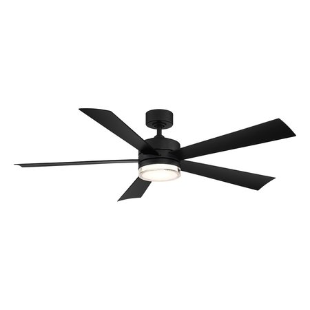 Wynd 5-Blade Smart Ceiling Fan 52in Matte Black With 3000K LED Light Kit And Remote Control